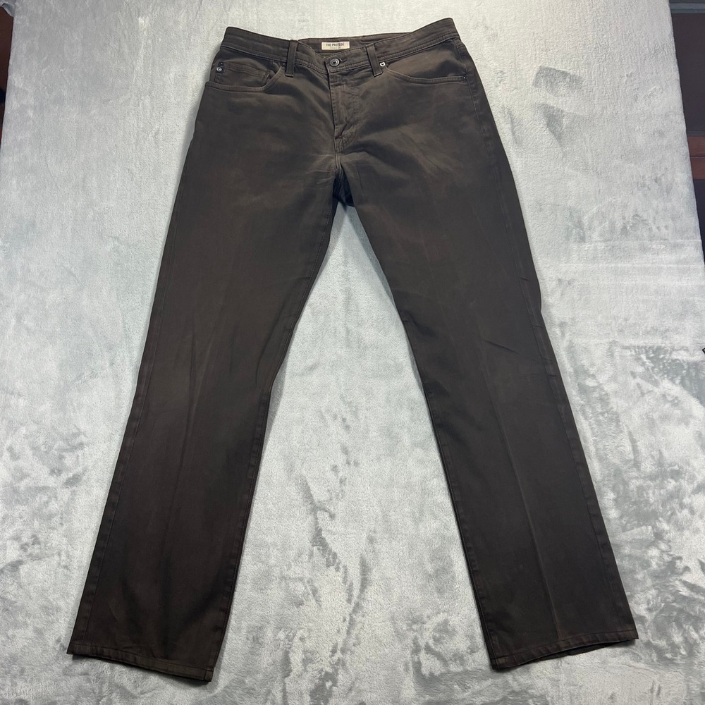 AG Adriano Goldschmied The Protege Mens 34 Brown Straight Leg Jeans Trousers USA